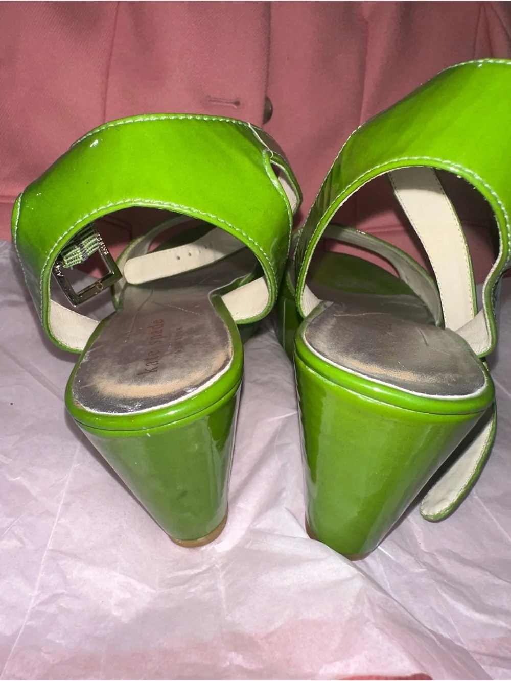 kate spade Green Patent Open-Toe Slingback Sandals
